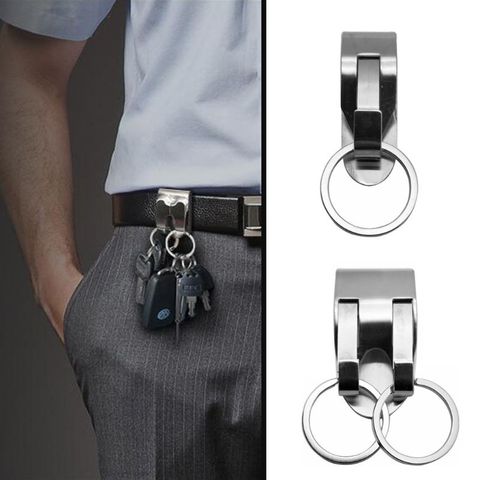 Stainless Steel Keyring Security Clip On Heavy Duty Belt Key Clip Belt Keychain 2 Detachable Keyrings Belt Key Holder ► Photo 1/6