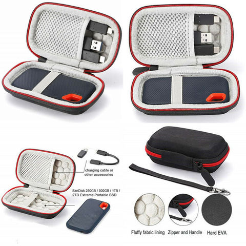 CA Hard Carry Case for SanDisk 500GB / 250GB / 1TB / 2TB Extreme Portable SSD Travel with Mesh Pocket Storage Bag Zipper Box ► Photo 1/6