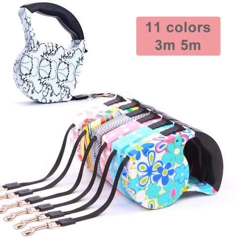 3m 5m Retractable Dog Leash 11 Colors Fashion Printed Puppy Auto Traction Rope Nylon Walking Leash for Small Dogs Cats Pet Leads ► Photo 1/6