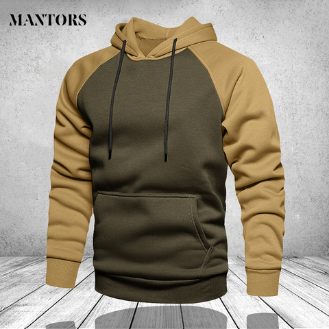 Armygreen Patchwork Hoodies Men Fashion Patchwork Hooded Sweatshirts Male Winter Spring Streetwear Casual Pullover Men's Coats ► Photo 1/6