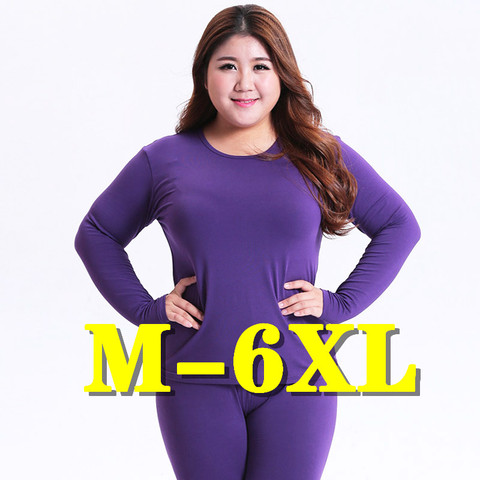 Women's Thermal Underwear Plus Size Woman Winter Autumn Warm Clothes Sleepwear Elastic Sets Seamless Long Johns Top & Bottom Set ► Photo 1/6