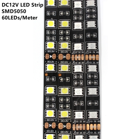 1M 2M 3M  5M 5050 LED Strip Light Black PCB Board 60LED/Meter Input 12V Safe Tape BSOD DIY RGB Flexible Led Line 3M Sticker ► Photo 1/6