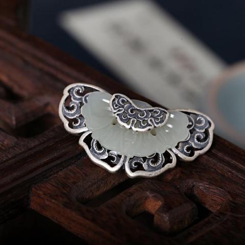 Original designer craftsmanship butterfly shape brooch pendant Chinese style retro unique charm brand silver jewelry ► Photo 1/6