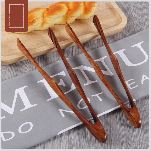 1 pc Wood Food Tongs Barbecue Steak Tongs Bread Dessert Pastry Clip Clamp Buffet Kitchen CookingTools ► Photo 1/6