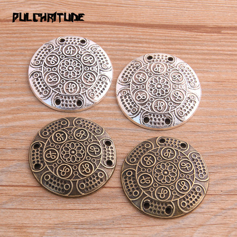 2pcs 37mm Two Color Flower Round Charms Connector Jewelry Making DIY Handmade Craft DIY ► Photo 1/6