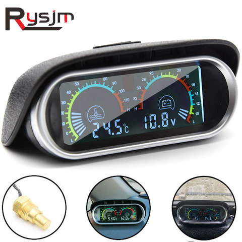 2 in 1 LCD Car Truck Water Temp Gauge Temperature Sensor 10mm Meter Voltmeter Voltage Digital Horizontal 12v 24v Accessories ► Photo 1/6