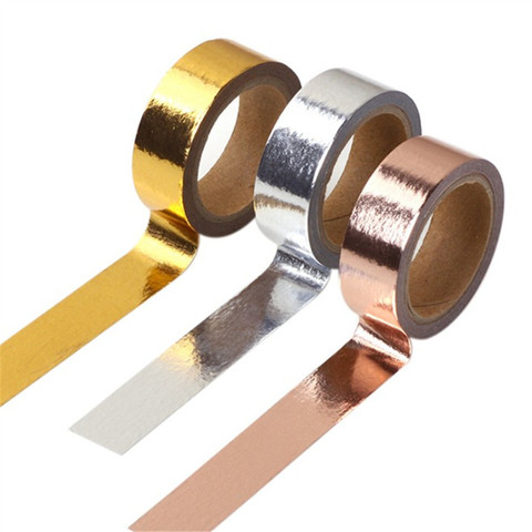 15mm*10m Japanese Kawaii DIY Scrapbooking Tools Gold Foil Washi Tape Gold/Silver/Copper/Rose/Green Color  Masking Tape ► Photo 1/6