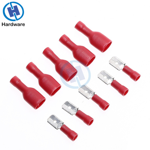 100PCS Red 22-18AWG Splice Wire Connector Insulated Male Female Crimp Spade Terminal ► Photo 1/6