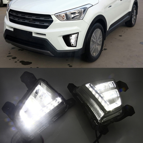 1 set Car LED Driving DRL Daytime Running Lights Daylight 12V ABS Fog Lamp Cover For Hyundai IX25 Creta 2014 2015 2016 ► Photo 1/5