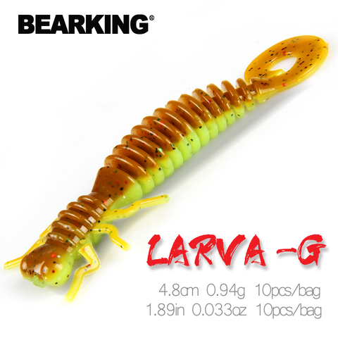 BEARKING Larva 4.8cm 0.94g 10pcs Artificial Soft Lures Fishing Worm Silicone Bass Pike Minnow Swimbait Jigging Plastic Baits ► Photo 1/6