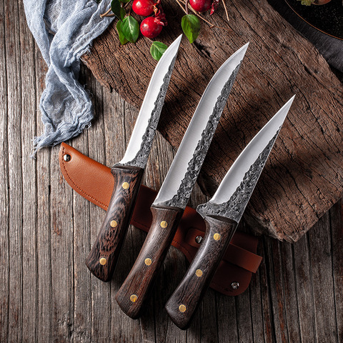 Forged Stainless Steel Boning Fish Knife  Razor Sharp Kitchen Knife Kitchen Tools Fillet Knife Wenge Handle Chef Kitchen Tool ► Photo 1/6