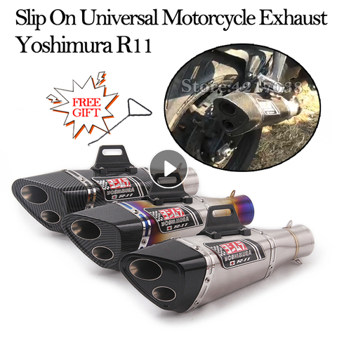 Slip On Universal Yoshimura R11 Motorcycle Exhaust Pipe Modified Escape Moto 51mm For R3 R6 S1000RR Ninjia400 ER6N Z900 CBR250RR ► Photo 1/6