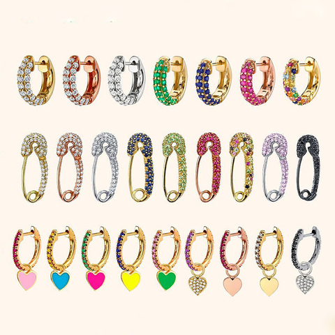 Lost Lady New Rhinestone Crystal Safe Pin Hoop Huggies Earrings Women Cute Heart Hanging Earrings Wholesale Jewelry Party Gifts ► Photo 1/6