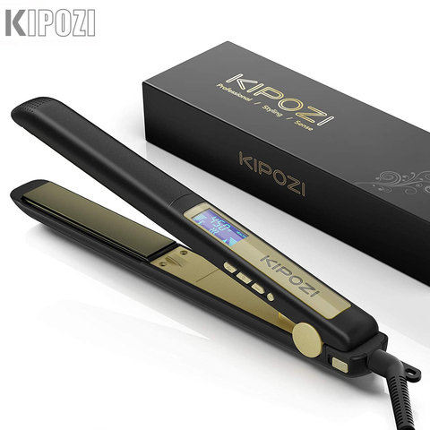 KIPOZI Professional Hair Striaghtener Titanium Dual Volotag Instant Heating Flat Iron 2 In 1 Hair Curler LCD Digital Display ► Photo 1/6