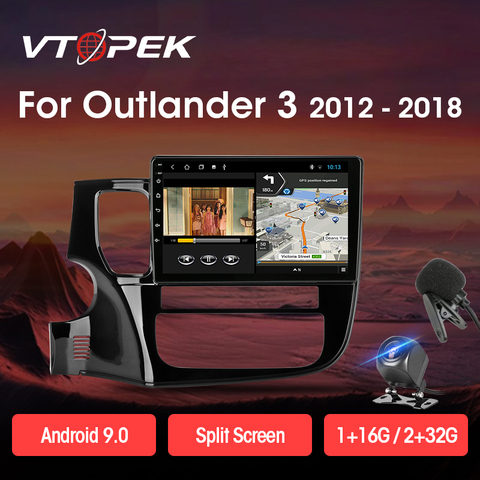 Vtopek 10 inch 2+32G Android 9.0 Car Radio Multimidia Video Player Navigation GPS DSP For Mitsubishi Outlander 3 2012-2022 2din ► Photo 1/6