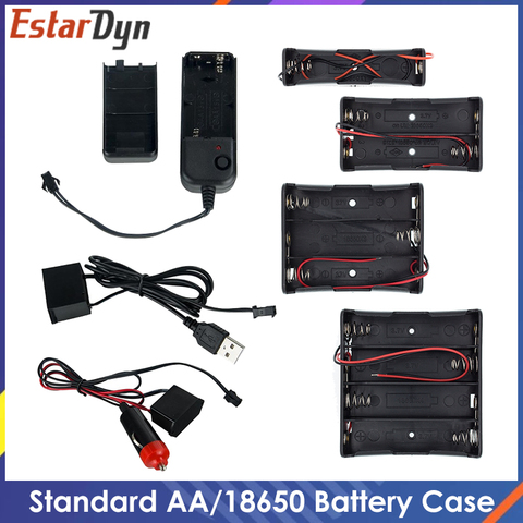 Plastic Standard Size AA/18650 Battery Holder Box Case DC 3V Battery Case 12V USB Drive Black With Wire Lead 3.7V/1.5V Clip ► Photo 1/6