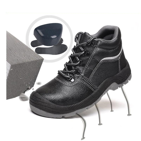 Steel Toe Men Leather Work Shoes Anti-smashing Anti-slip Steel Puncture Proof Construction Classical Man Safety Boots Unisex ► Photo 1/6