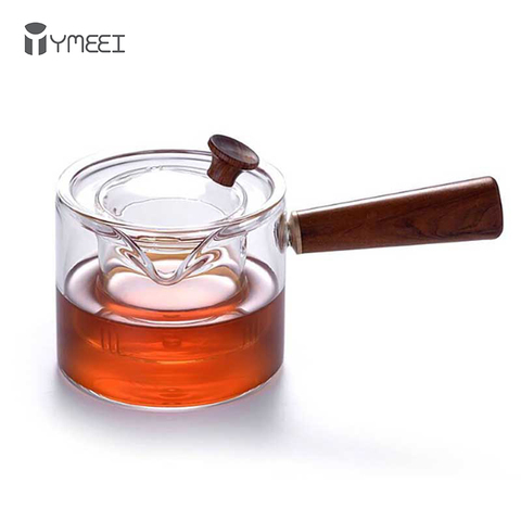 YMEEI 500Ml Hand Made Heat-resistant Glass Teapot Tea Infuser Pot With Wooden Handle Boiling Tea Kettle Coffee Pot Puer Kettle ► Photo 1/6