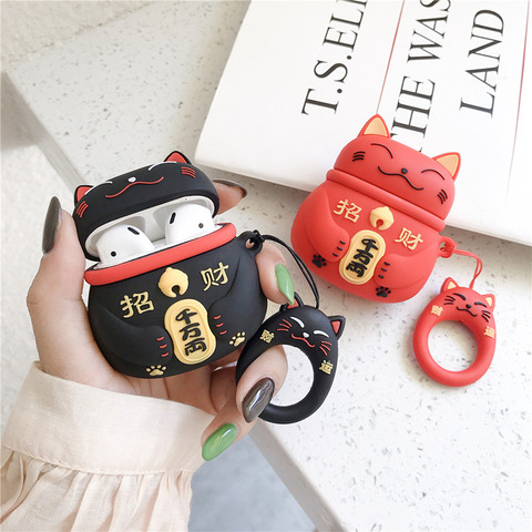 Lovely Case for Airpods Pro Japanese Style Lucky Cat Silicone Earphone Case For Apple Airpods 1 2 Cute Silicone Protective Cover ► Photo 1/6