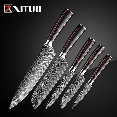 XITUO Pro Kitchen Knives Set Chef Knife High Carbon Stainless Steel Santoku Knife Cleaver Utility Slicing Knife Cooking Tool ► Photo 1/6