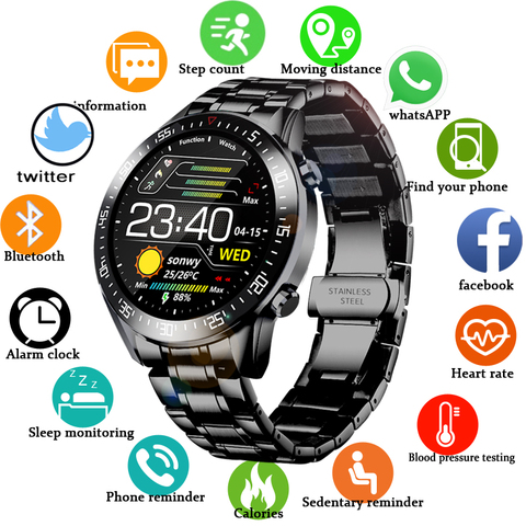 LIGE 2022 New Steel Band Digital Watch Men Sport Watches Electronic LED Male Wrist Watch For Men Clock Waterproof Bluetooth Hour ► Photo 1/6