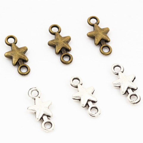 15x7mm 40pcs Antique Silver color Bronze Five-Point Star Style Connector Handmade Charms Pendant:DIY for bracelet necklace ► Photo 1/3