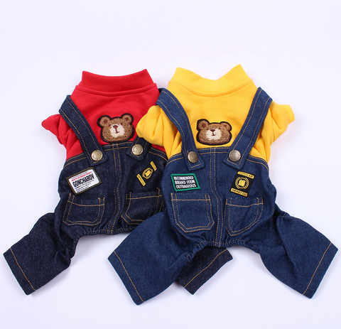 New Pet Jumpsuit Rompers Dog Hoodie Denim Coat T-Shirt Cat Puppy  Jacket Autumn/Winter Clothes Apparel ► Photo 1/6