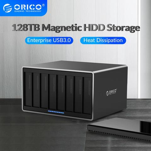 ORICO NS Series 3.5'' 8 Bay USB3.0 HDD Docking Station SATA to USB3.0 HDD Enclosure with 120W Power HDD Case Support 128TB ► Photo 1/6