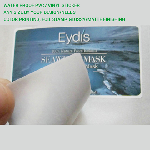 White or transparent PVC/PP/PET/VINYL waterproof/UV resistant labels, custom made sticker with logo text printing ► Photo 1/5