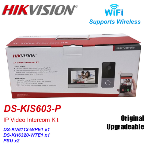 Hikvision DS-KIS603-P IP Video Intercom Kit DS-KV6113-WPE1 + DS-KH6320-WTE1 Standard POE Doorbell Door Station WIFI Monitor ► Photo 1/1