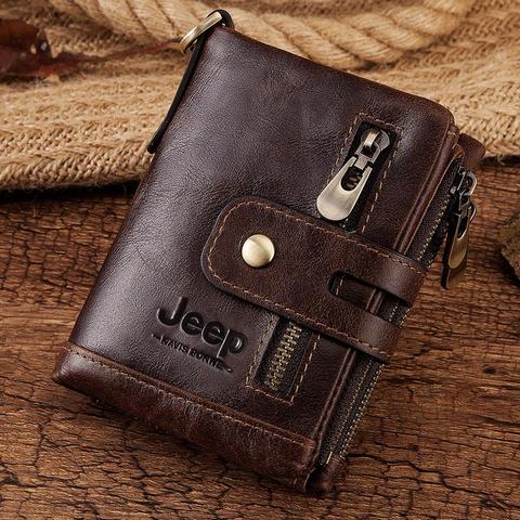 New men vallet genuine leather wallet for men Coin Purse Small walet Card Holder Chain PORTFOLIO Portomonee Male portfel damski ► Photo 1/6