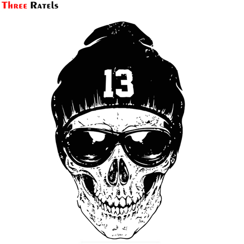 Three Ratels FC204 NO. 13 skull  Car Sticker Cool Motorcycle Skateboard Laptop Bumper Sticker Styling JDM Vinyl Decals ► Photo 1/1