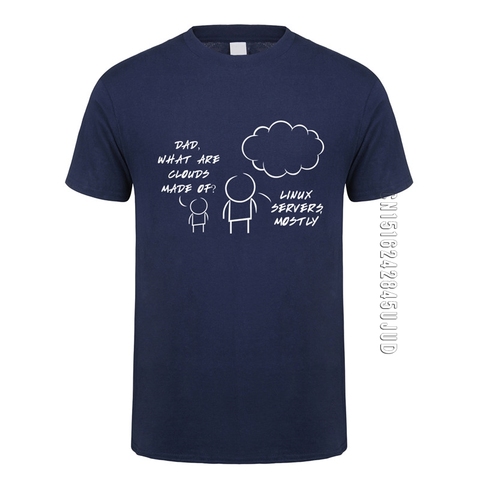 Linux servers Mostly Cloud T Shirt Summer Men O Neck Cotton Computer Programmer Tshirt Funny Man T-shirts ► Photo 1/5