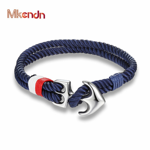 MKENDN High Quality Anchor Bracelets Men Charm Nautical Survival Rope Chain Paracord Bracelet Male Wrap Metal Sport Hooks ► Photo 1/6