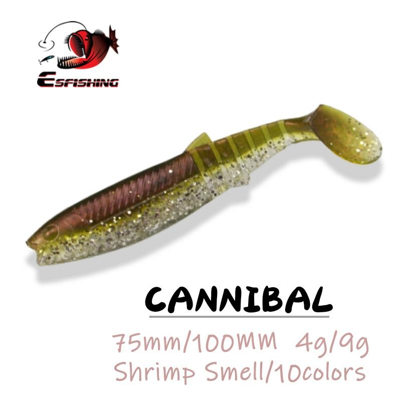 ESFISHING Soft Lure Bait Cannibal 75mm 100m Pefec Soft bait T Tail Peche Leurre Pike Lure Fishing Tackle Bass Fishing ► Photo 1/5