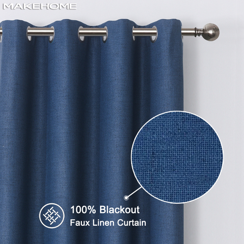 MAKEHOM 100% Blackout Curtains for Bedroom living room Solid Color Linen Thermal Insulated Modern Curtains for Kitchen Drapes ► Photo 1/6