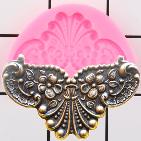 Mirror Image Medallion Baroque Relief Border Silicone Mold 3D Frame Fondant Cake Decorating Tools Candy Chocolate Gumpaste Mould ► Photo 1/6