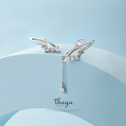 Thaya Real Earrings Silver 925 White Wings Crystal Eardrop Clip On Earrings For Women Girl Without Piercing Gifts Fine Jewerlry ► Photo 1/6