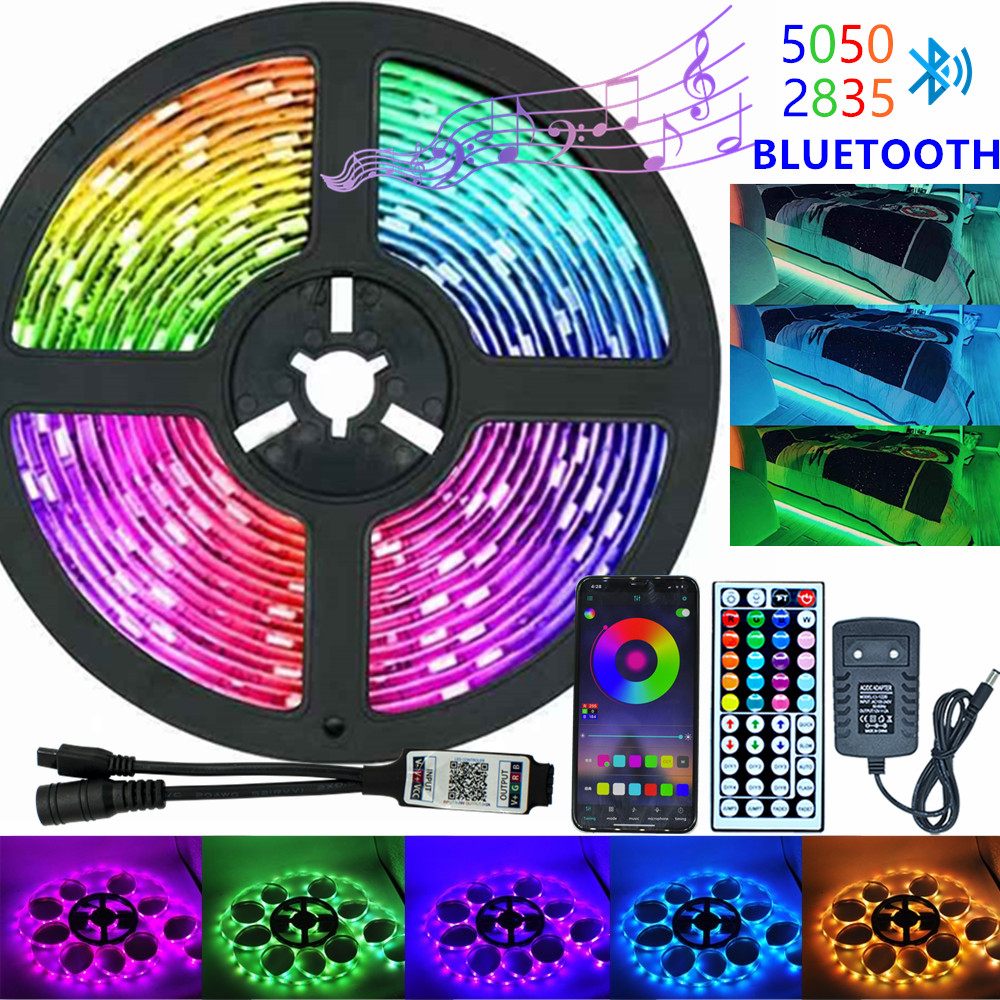 5m-30m Bluetooth Led Strip 5050 2835 Ip20 Rgb Strip Led Light Flexible  Ribbon Stripe Dc 12v Rgb Diode Tape Ir Controller Adapter - Led Strip -  AliExpress