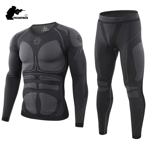 Winter Men's Sport Thermal Underwear Suit Fleece Warm Breathable Outdoor Underwear Set Men Elastic Quick Drying Long Johns BF200 ► Photo 1/6