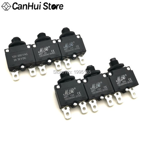 Black MR1 3A 5A 6A 7A 8A 10A 15A Circuit Breaker Overload Protector Switch Fuse Overload Overcurrent ST-1 Reset Insurance WP-01 ► Photo 1/6