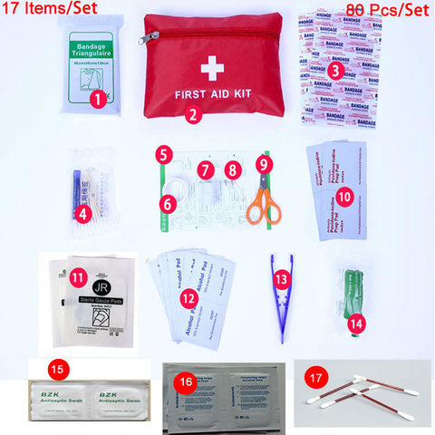17 Items/Set Person Portable Mini Outdoor Waterproof First Aid Kit For Emergency Medical Treatment In Travel,Hiking,Camping ► Photo 1/5