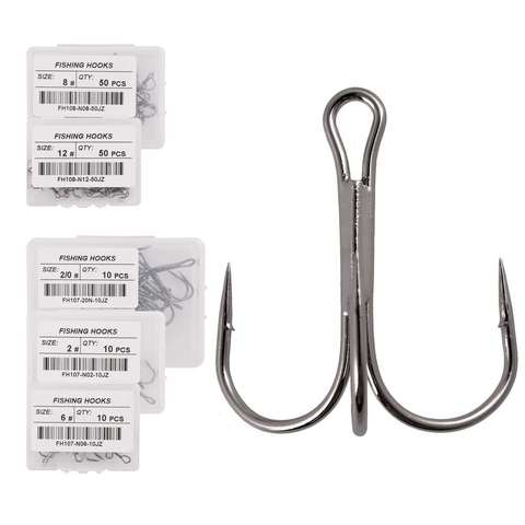 10pcs / Box 14# - 3/0# Fishing Hook High Carbon Steel Treble Fishhook Overturned Hooks Fishing Tackle Round Bend Treble For Bass ► Photo 1/6