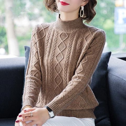 LUKAXSIKAX 2022 New Autumn Winter Women Thicken Slim Base Sweater Korean Fashion Turtleneck Knitted Pullover Sweater ► Photo 1/5