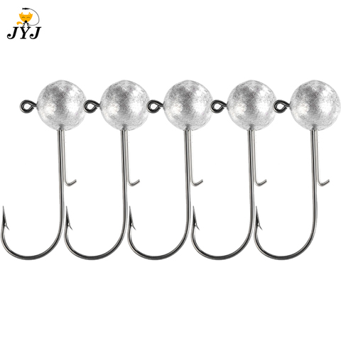 10pcs/lot Lead head jigs hook 1-20g All size Round Ball Jig Head Hook Weedless Lead Long Shank Jig Head For Soft Worm Fishing ► Photo 1/6