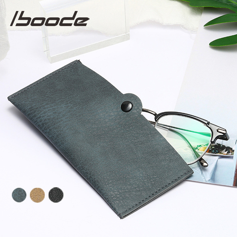 iboode Waterproof Leather Eye Glasses Bag Case Simple Soft Solid Reading Glasses Storage Bags Pouch Eyewear Storage Organizer ► Photo 1/6