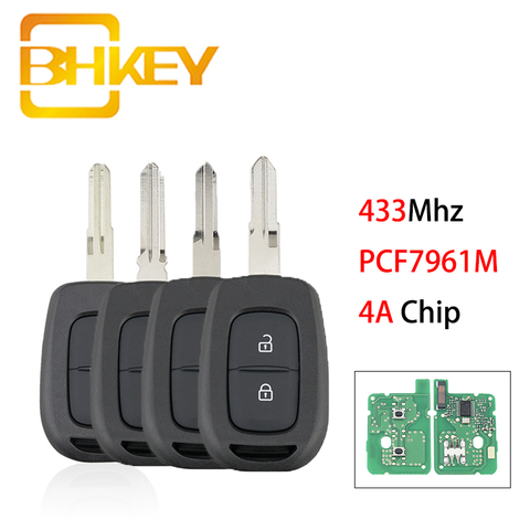 BHKEY PCF7961M 4A Chip 2 Buttons Car Remote Key for Renault Sandero Dacia Logan Lodgy Dokker Duster Trafic Clio4 Master3 Car Key ► Photo 1/6