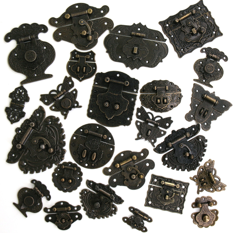1x Antique Bronze Hasp Vintage Decorative Latch Jewelry Wooden Box Buckle Pad Chest Lock Cabinet Buckle Retro Furniture Hardware ► Photo 1/6