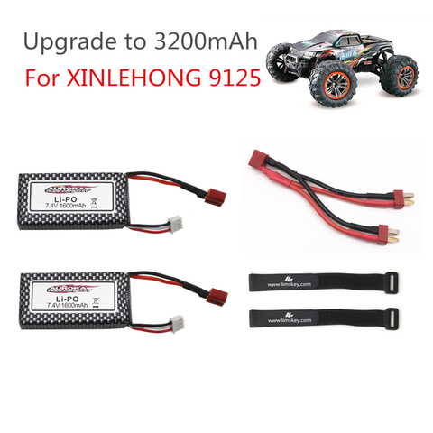 7.4v 1600mah Lipo Battery For Wltoys 144001 XINLEHONG 9125 Rc Car Spare Parts 2s 7.4v Rechargeable Battery Charger Set ► Photo 1/1