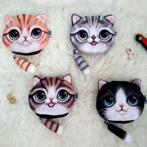 Cute Coin Purses Wallet Ladies 3D Printing Cats Dogs Animal Big Face Change Fashion Cute Small Zipper Bag for Women Pouch ► Photo 1/6